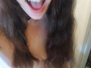 Crazy Pissing PAWG Camgirl Slut Pees Sitting Bathroom Toilet, Uses TP, Then LICKS Toilet Paper Once 2/16