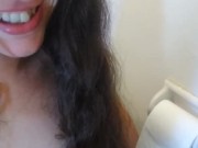 Crazy Pissing PAWG Camgirl Slut Pees Sitting Bathroom Toilet, Uses TP, Then LICKS Toilet Paper Once 6/16