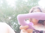 OutDoor Snap chat Slut Cums Hard and Pees 15/16