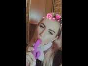 The neighbor unexpectedly came to visit and I fucked him while snapchat record story 1/16