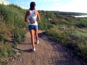 В Белой Майке Без Лифчика в Джинсовых Шортах Прогулка вдоль реки (NO sex) 1/16