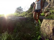 В Белой Майке Без Лифчика в Джинсовых Шортах Прогулка вдоль реки (NO sex) 5/16