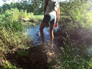 В Белой Майке Без Лифчика в Джинсовых Шортах Прогулка вдоль реки (NO sex) 7/16