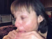 Mature cougar loves sucking off her young man POV BJ 15/16