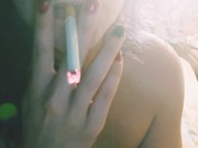 Smoking chubby teen playing with vibrator  3/16