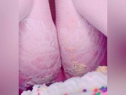 Birthday cake and champagne bottle smashed, sucked, and fucked. 16/16