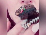 Birthday cake and champagne bottle smashed, sucked, and fucked. 2/16