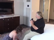 Teen dropout Interview - ON HER KNEES, strips and sucks- does as she is told - Lavender Joy 4/16