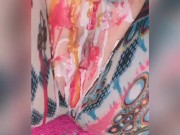 BBW rips open leggings to pour hot wax all over her pretty pussy and orgasms hard  3/16