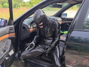 Slut-Orgasma Celeste in black latex public pissing 4/16