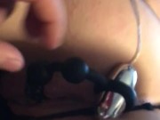 Double penetrated with vibrating butt plug and anal beads 14/16