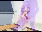 3D HENTAI Neptunia caresses a dick with her breasts and makes you cum 4/16