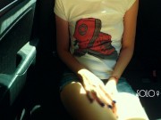 Slutty schoolgirl play with pussy and nipples in Uber and gets multiple orgasms, public masturbation 1/16