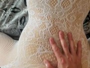 German Tinder Thot with wet creamy pussy gets cum on her ass cheeks 5/16