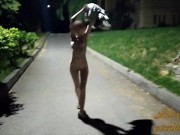 Risky walking naked in the city at night 10/16
