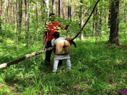 Brunette Suck Big Cock Stranger and Hard Pussy Fuck in the Forest 11/16