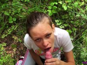 Brunette Suck Big Cock Stranger and Hard Pussy Fuck in the Forest 7/16