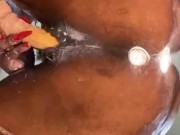 Curly milky wet Cunt on a oily chair slipping and sliding in plastic Dick 8/16