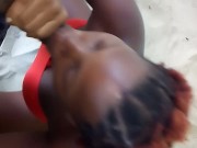 On The Beach Ebony Worried About Getting Caught Gave Sloppy Head Blowjob Deepthroat - Mastermeat1 5/16