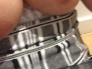 Voyeur teen with big tits squirts while spying on her step brother watching porn 8/16