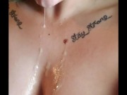 Daddys cum running down my body.  8/16