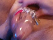 Slaved husband. chasity cage. ice blocks. 16/16