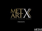 Sexy naked blonde fingers her shaved pussy to a powerful orgasm 2/16