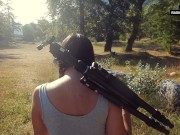 PandaVlog :dietro le quinte,Giovane youtuber italiana con le tettone recensisce un dildo al parco 1/16