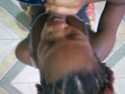 Chocolate Ebony Thot From The Block She Stuffing Dick Down Her Throat  Again  16/16