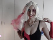 Harley quinn cosplay twerk with buttplug 2/16