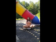 Beautiful, young exhibitionist girl shows off her beautiful body on the Playground 5/16