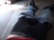 Get me out of here! Strange Girl in tent attacks cock and rides it well 1/16