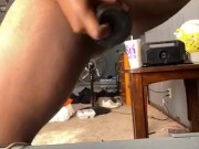 EBONY TEEN WITH FAT ASS PLAYING WITH 9 INCH BBC DILDO 13/16