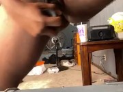 EBONY TEEN WITH FAT ASS PLAYING WITH 9 INCH BBC DILDO 15/16