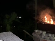 Blowjob and Cowgirl on the Street - Cum in Mouth 2/16