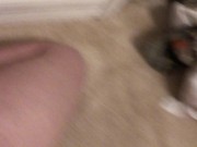 AMATEUR COUPLE Fucking on the floor. Girl with BIG ASS squirts all over! 3/16