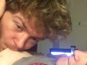 Horny boyfriend sucks on his girlfriend tits makes her go crazy  8/16