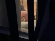 Pervert voyeur spies on her Asian Japanese neighbor while watching hentai and fucking her ass 1/16