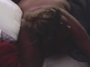 GF fingers my ass while I suck a strap. 2/16