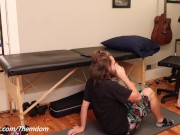 Goddess Chey tries human chair facesitting and her full weight almost breaks it 9/16