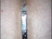 Mistress Super Glues butt plug into slaves ass hole!  16/16