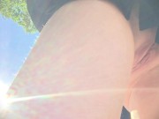 She is caught without panties in a short skirt in the Park. Up skirt close up 4/16