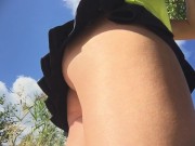 She is caught without panties in a short skirt in the Park. Up skirt close up 5/16