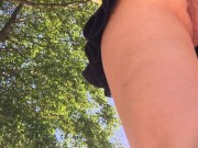 She is caught without panties in a short skirt in the Park. Up skirt close up 6/16