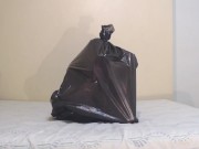 Getting out of a trash bag and fingering my pussy until i squirt big 1/16