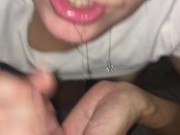 Chugging a HUGE load with her tiny lil throat ! Teens drinks her daily throatpies... 11/16