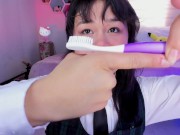 Lila Jordan brushes her saliva teeth 12/16