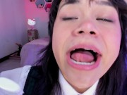 Lila Jordan brushes her saliva teeth 13/16
