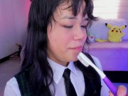 Lila Jordan brushes her saliva teeth 7/16