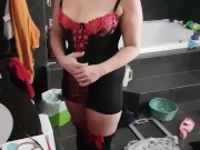 HUGE COCK amateur MILF drinks piss 1/16